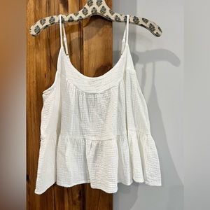 P Cill White cotton ruffle tank top